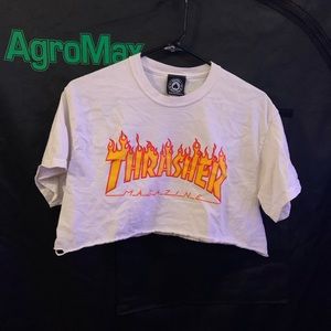 Thrasher Flame Print Cropped Top